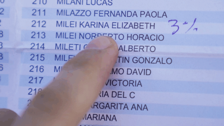 Escribieron «3%» junto al nombre de Karina Milei en el padrón de su escuela de voto
