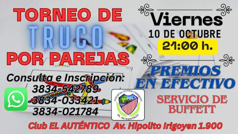 Truco, quiero retruco: busca a tu pareja y acercate a El Auténtico a un interesante torneo